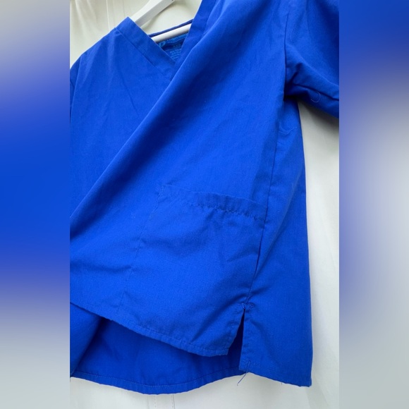 Prism Medical Scrub Top Blue Short Sleeve Pockets V-Neck Nurse Unisex Size XXS - Picture 6 of 9